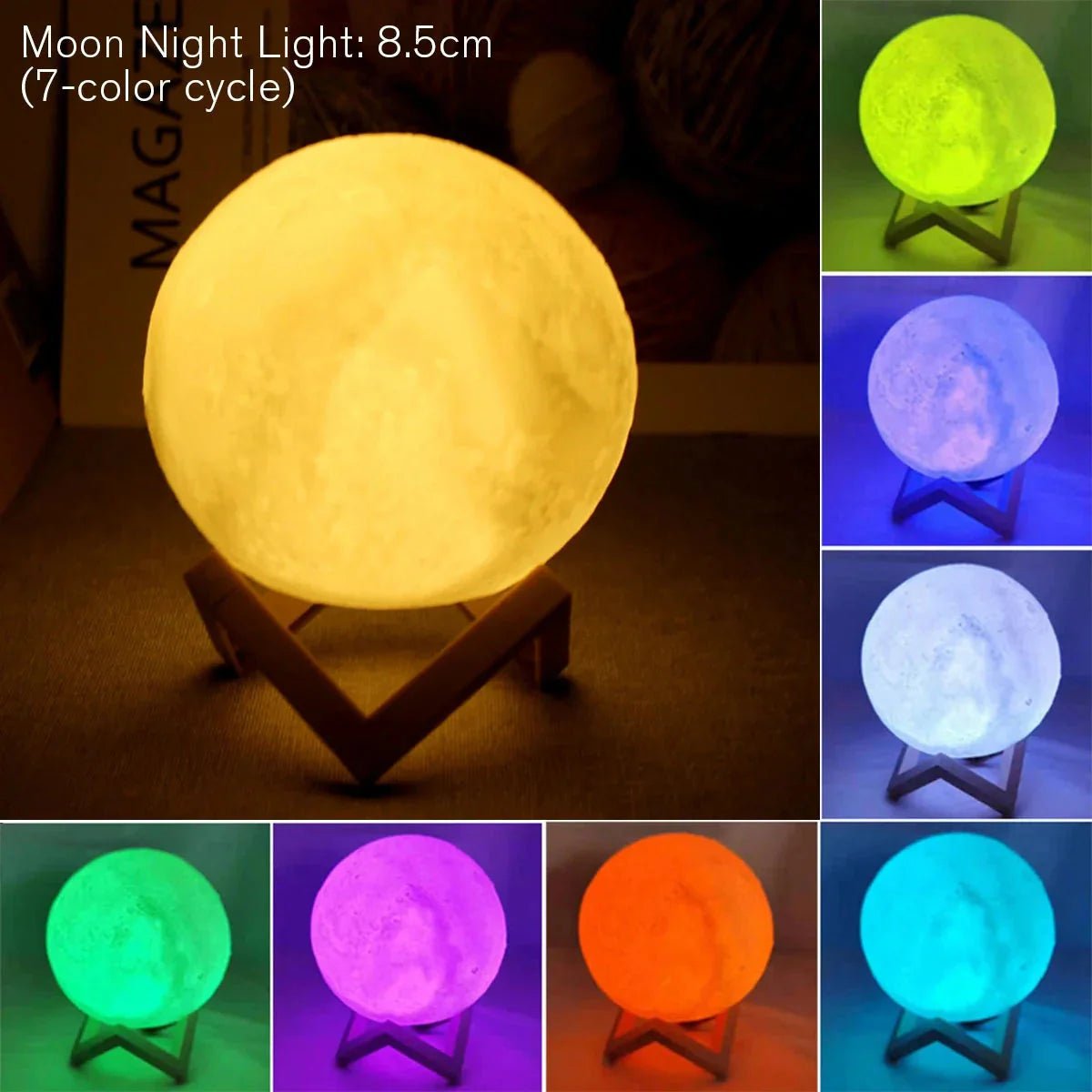 D5 Starry Moon Lamp 8Cm - LED Night Light with Stand, Perfect for Bedroom Decor and Gifts - Domotech Services