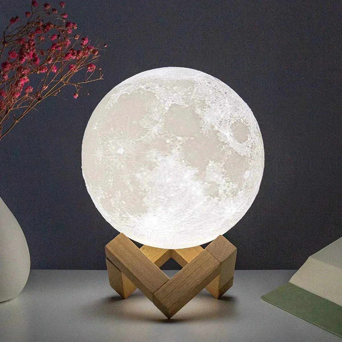 D5 Starry Moon Lamp 8Cm - LED Night Light with Stand, Perfect for Bedroom Decor and Gifts - Domotech Services