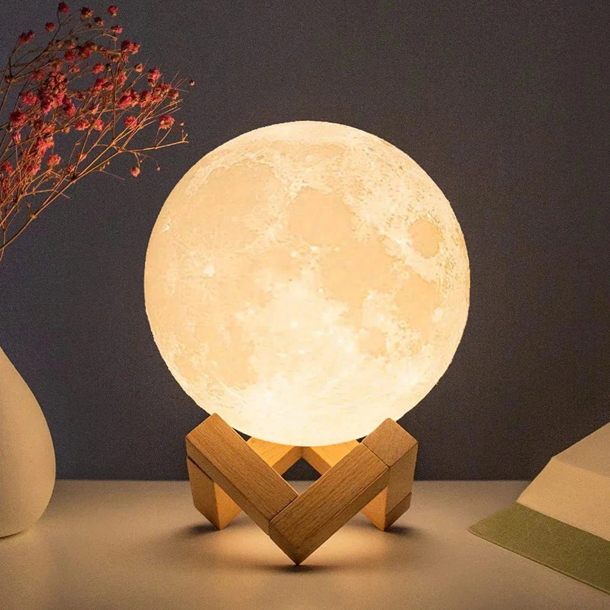 D5 Starry Moon Lamp 8Cm - LED Night Light with Stand, Perfect for Bedroom Decor and Gifts - Domotech Services