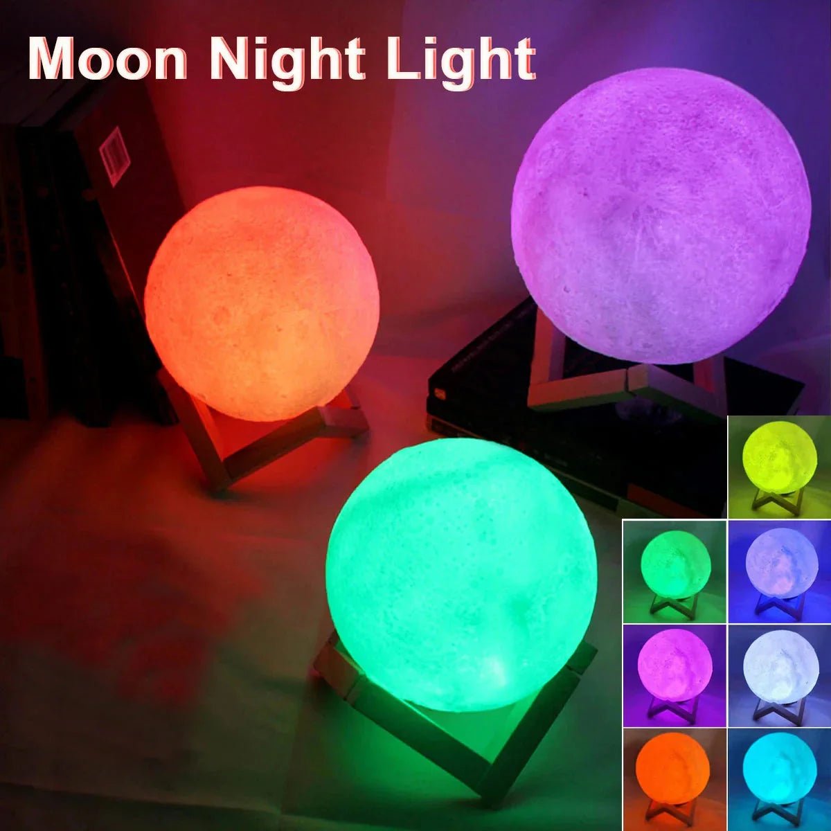 D5 Starry Moon Lamp 8Cm - LED Night Light with Stand, Perfect for Bedroom Decor and Gifts - Domotech Services