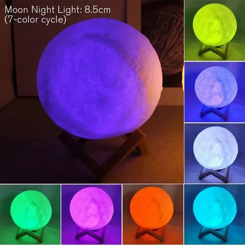 D5 Starry Moon Lamp 8Cm - LED Night Light with Stand, Perfect for Bedroom Decor and Gifts - Domotech Services