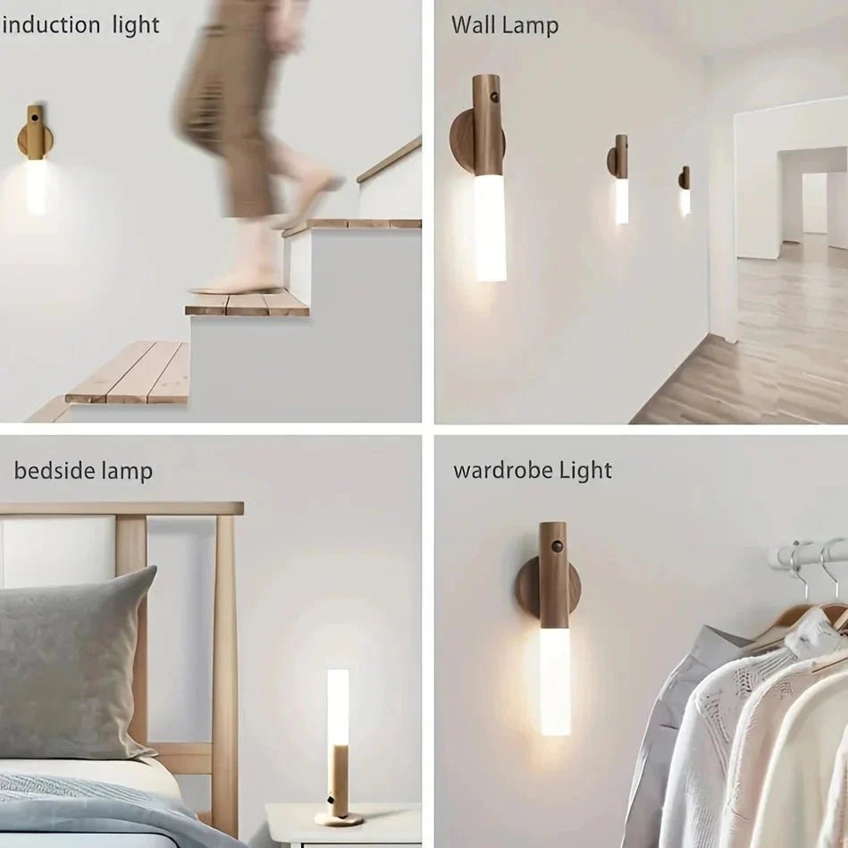 Intelligent Human Body Induction LED Night Light – Rechargeable Wall Light for Corridor, Cabinet, and Toilet - Domotech Services