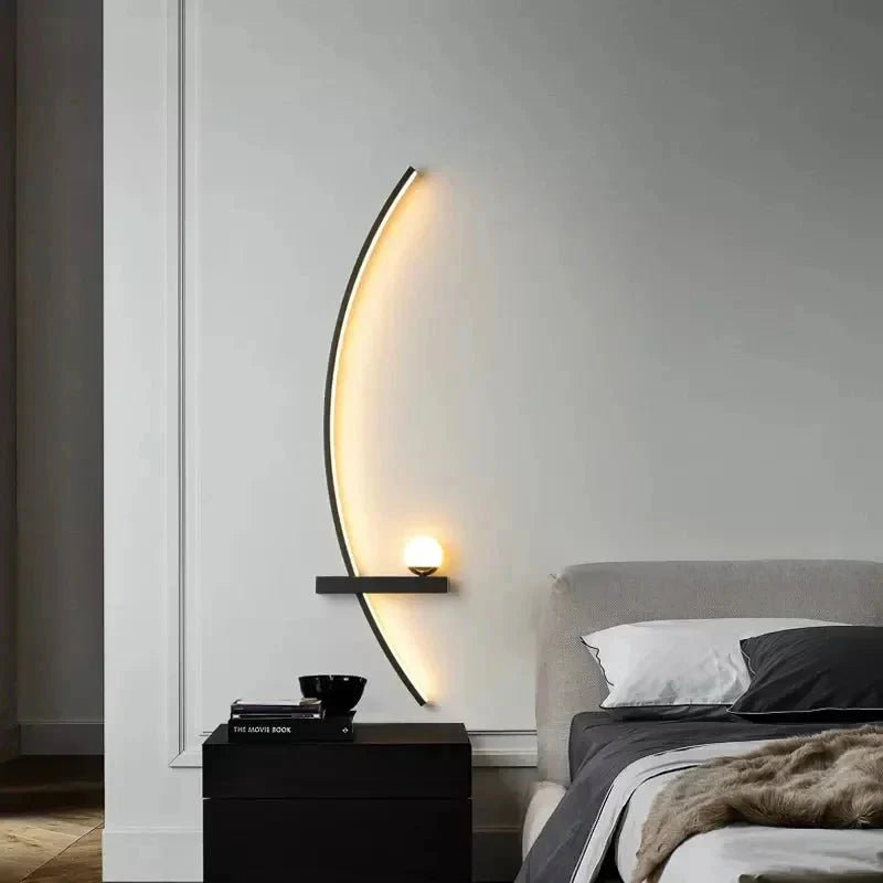 Modern LED Wall Lamp – Minimalist Art Design for Bedroom, Living Room, and Bathroom, Gold/Black - Domotech Services