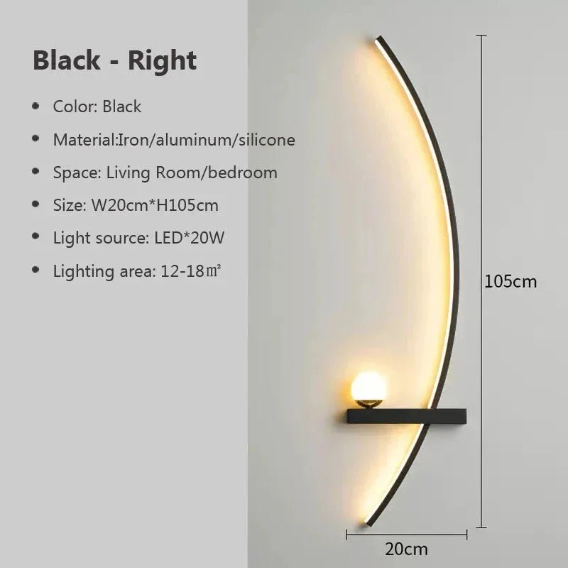 Modern LED Wall Lamp – Minimalist Art Design for Bedroom, Living Room, and Bathroom, Gold/Black - Domotech Services