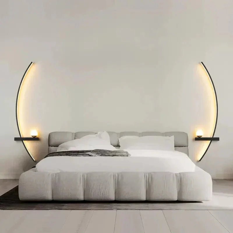 Modern LED Wall Lamp – Minimalist Art Design for Bedroom, Living Room, and Bathroom, Gold/Black - Domotech Services