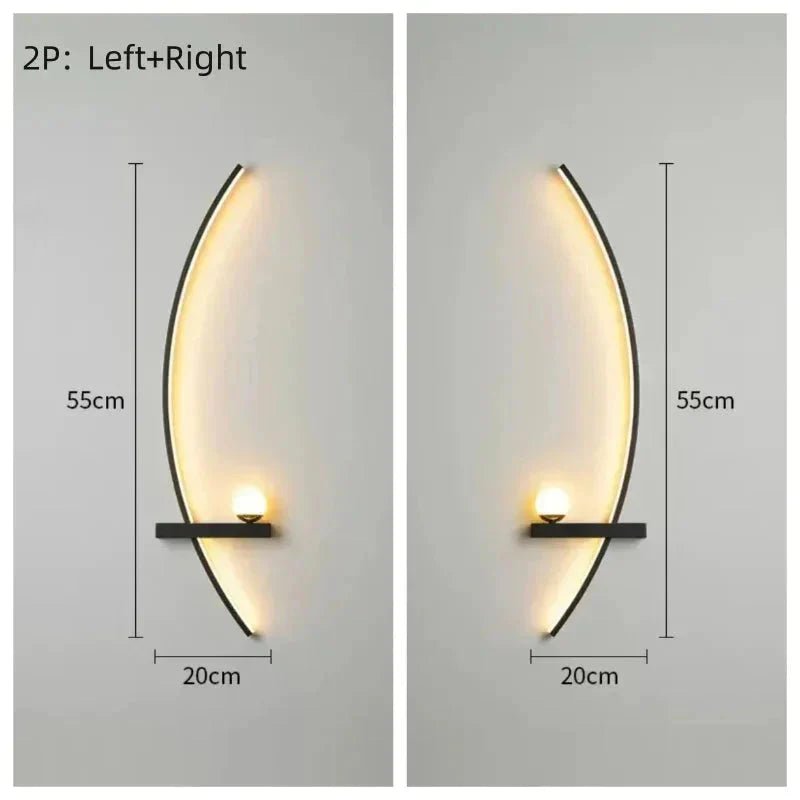 Modern LED Wall Lamp – Minimalist Art Design for Bedroom, Living Room, and Bathroom, Gold/Black - Domotech Services