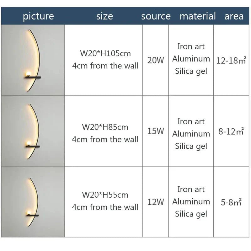 Modern LED Wall Lamp – Minimalist Art Design for Bedroom, Living Room, and Bathroom, Gold/Black - Domotech Services