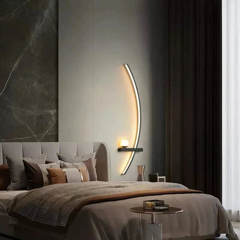 Modern LED Wall Lamp – Minimalist Art Design for Bedroom, Living Room, and Bathroom, Gold/Black - Domotech Services