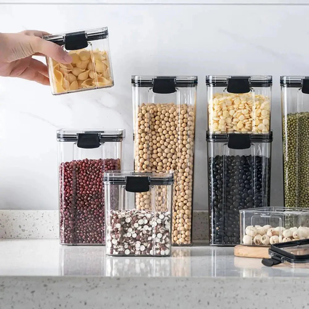 Multipurpose Food Storage Containers Set - Clear Jars with Lids for Cereal, Candy, and Dry Goods - Domotech Services