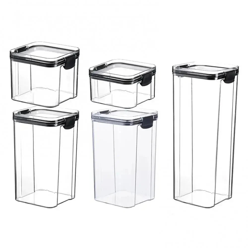 Multipurpose Food Storage Containers Set - Clear Jars with Lids for Cereal, Candy, and Dry Goods - Domotech Services