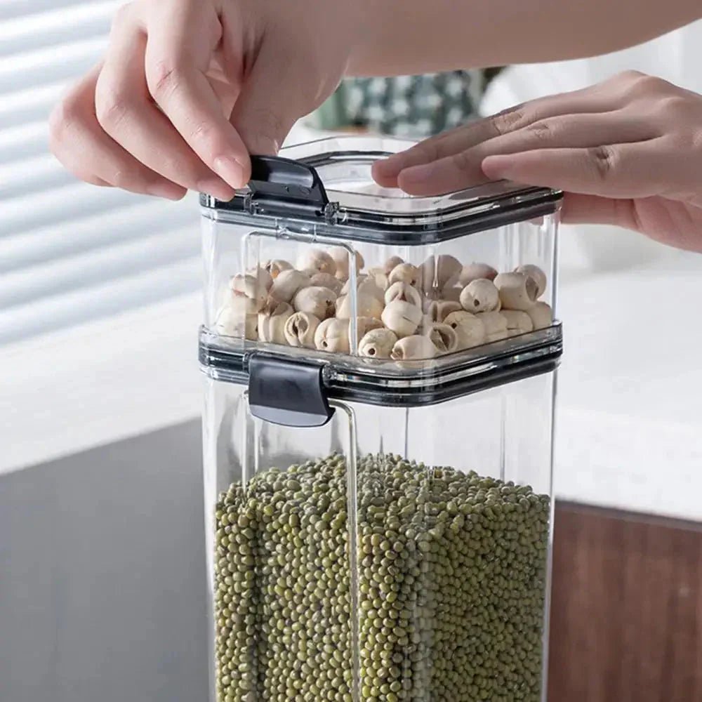 Multipurpose Food Storage Containers Set - Clear Jars with Lids for Cereal, Candy, and Dry Goods - Domotech Services