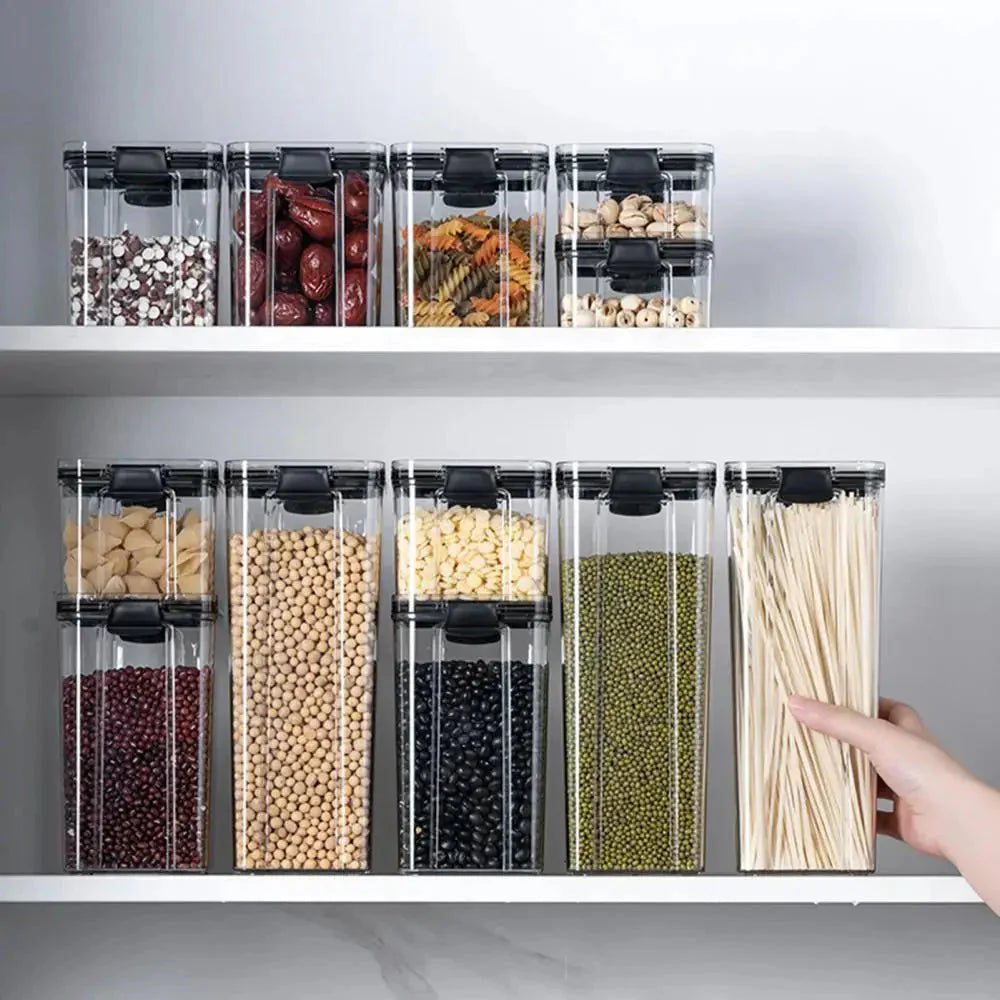 Multipurpose Food Storage Containers Set - Clear Jars with Lids for Cereal, Candy, and Dry Goods - Domotech Services