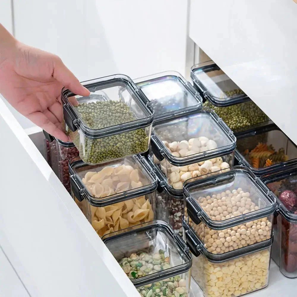 Multipurpose Food Storage Containers Set - Clear Jars with Lids for Cereal, Candy, and Dry Goods - Domotech Services