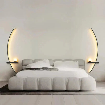 Modern LED Wall Lamp – Minimalist Art Design for Bedroom, Living Room, and Bathroom, Gold/Black - Domotech Services