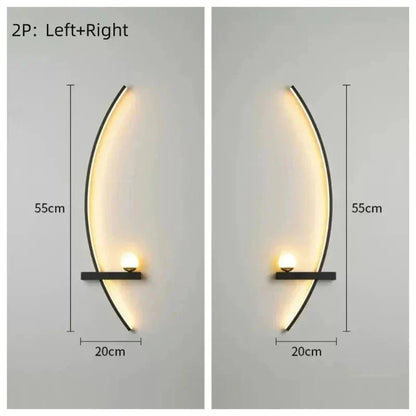 Modern LED Wall Lamp – Minimalist Art Design for Bedroom, Living Room, and Bathroom, Gold/Black - Domotech Services