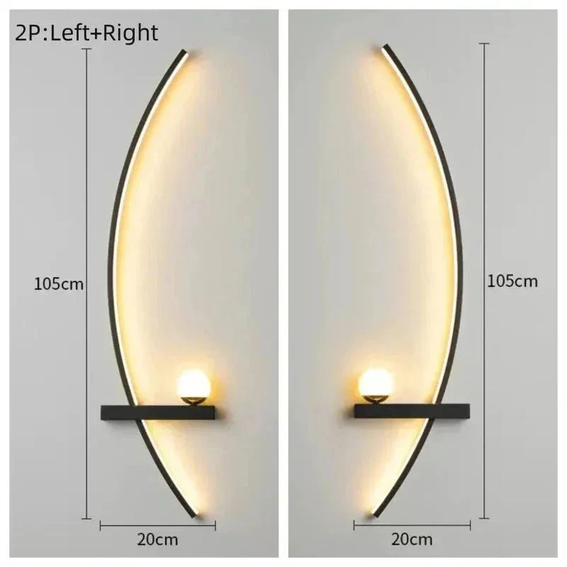 Modern LED Wall Lamp – Minimalist Art Design for Bedroom, Living Room, and Bathroom, Gold/Black - Domotech Services
