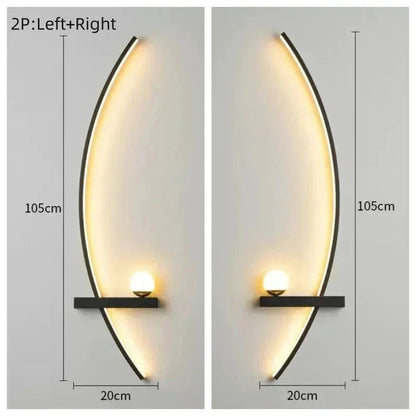 Modern LED Wall Lamp – Minimalist Art Design for Bedroom, Living Room, and Bathroom, Gold/Black - Domotech Services