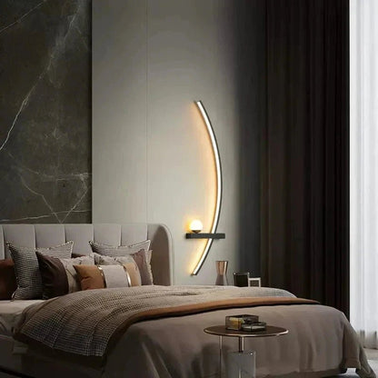 Modern LED Wall Lamp – Minimalist Art Design for Bedroom, Living Room, and Bathroom, Gold/Black - Domotech Services