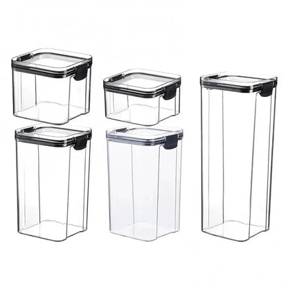 Multipurpose Food Storage Containers Set - Clear Jars with Lids for Cereal, Candy, and Dry Goods - Domotech Services