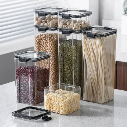 Multipurpose Food Storage Containers Set - Clear Jars with Lids for Cereal, Candy, and Dry Goods - Domotech Services