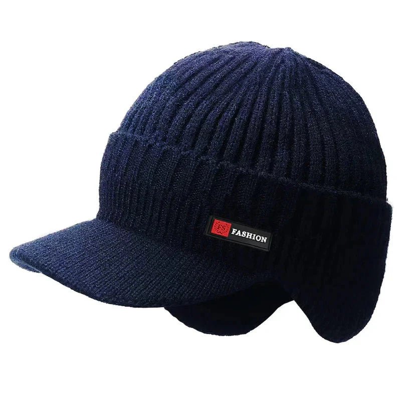 New Winter Men'S Hat – Outdoor Ear Protection Warm Knitted Cap with Windproof Visor, Thick Bicycle Scarf Cap for Men - Domotech Services