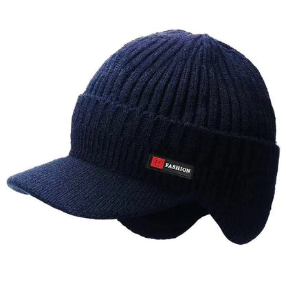 New Winter Men'S Hat – Outdoor Ear Protection Warm Knitted Cap with Windproof Visor, Thick Bicycle Scarf Cap for Men - Domotech Services