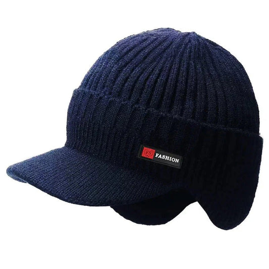 New Winter Men'S Hat – Outdoor Ear Protection Warm Knitted Cap with Windproof Visor, Thick Bicycle Scarf Cap for Men - Domotech Services